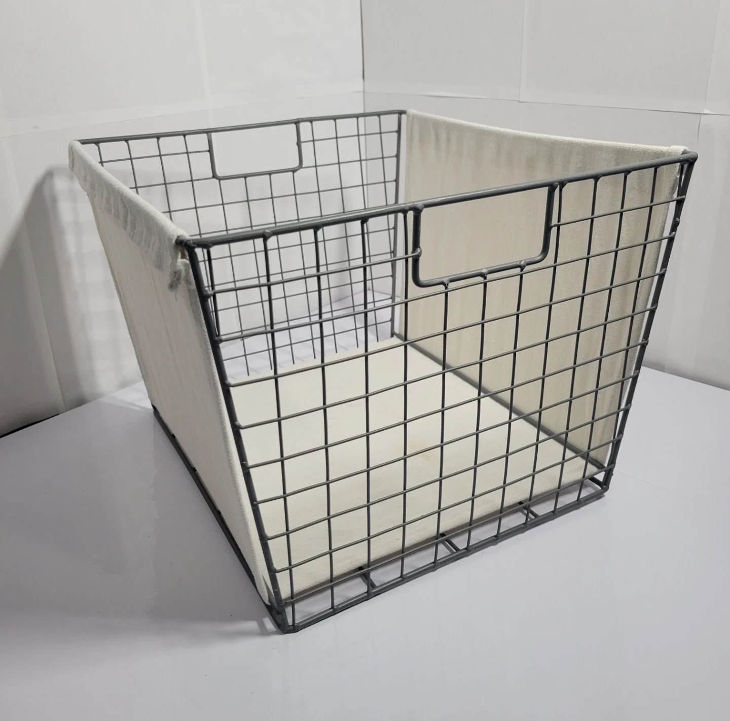 Wire Frame Storage Basket with Canvas Liner