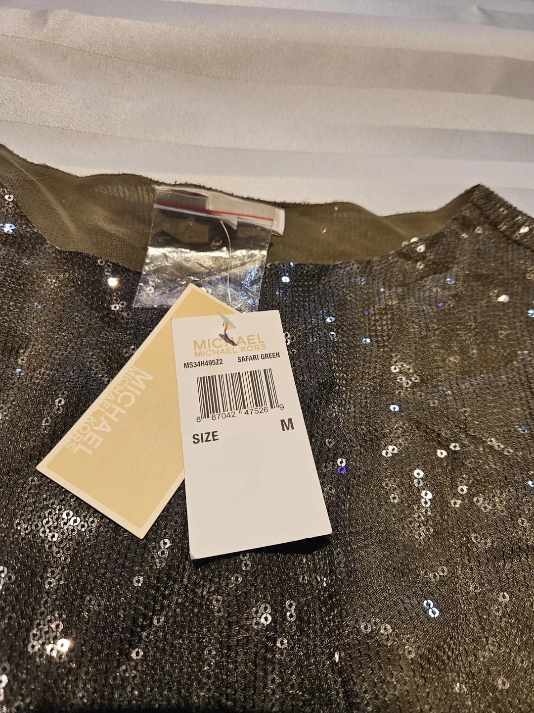 Michael Kors Sequin Top - Safari Green - Size M - photo 2