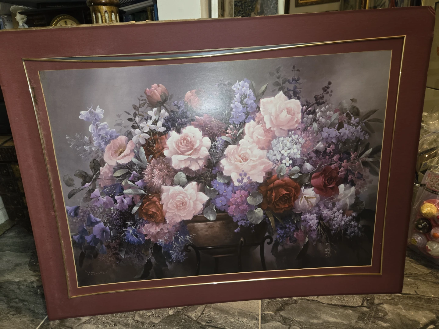 Framed Floral Still Life Print by V. Santos