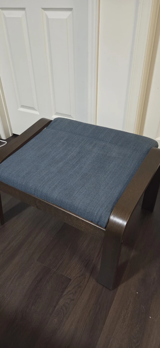 Blue Upholstered Ottoman with Wooden Frame - photo 2