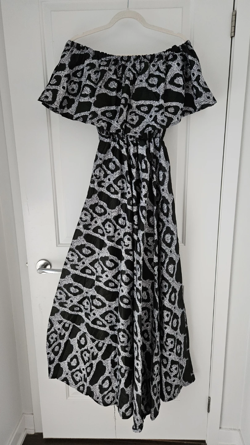 Women's Off-Shoulder Leopard Print Maxi Dress, Medium - photo 3