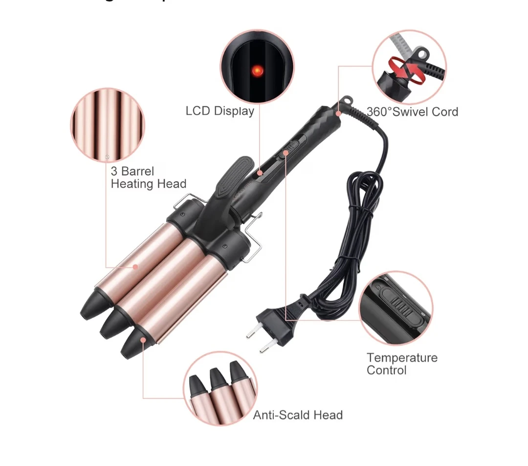 3 Barrel Ceramic Curling Iron Wand - photo 2