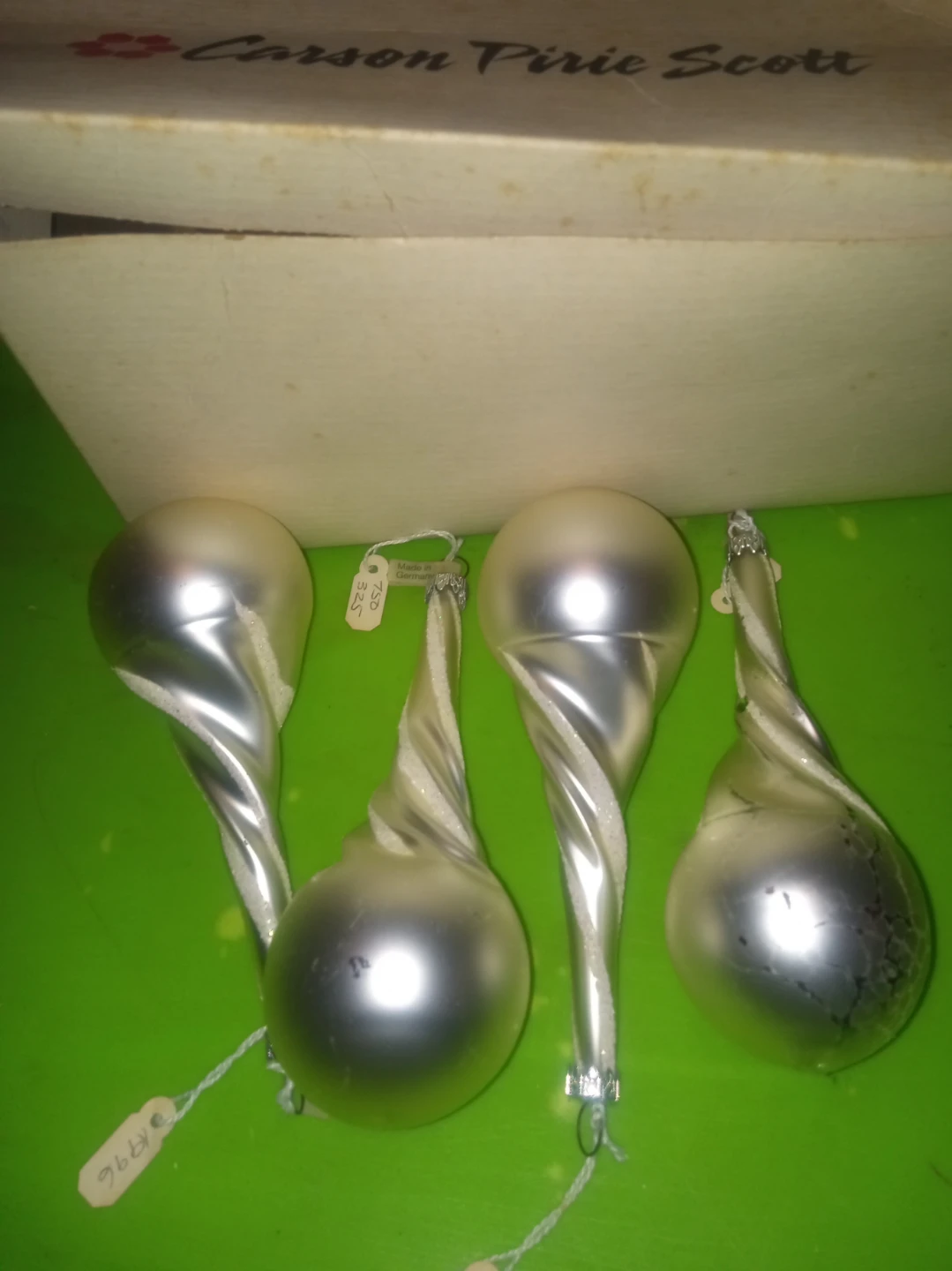 Carson Pirie Scott Silver Icicle Christmas Ornaments (4)