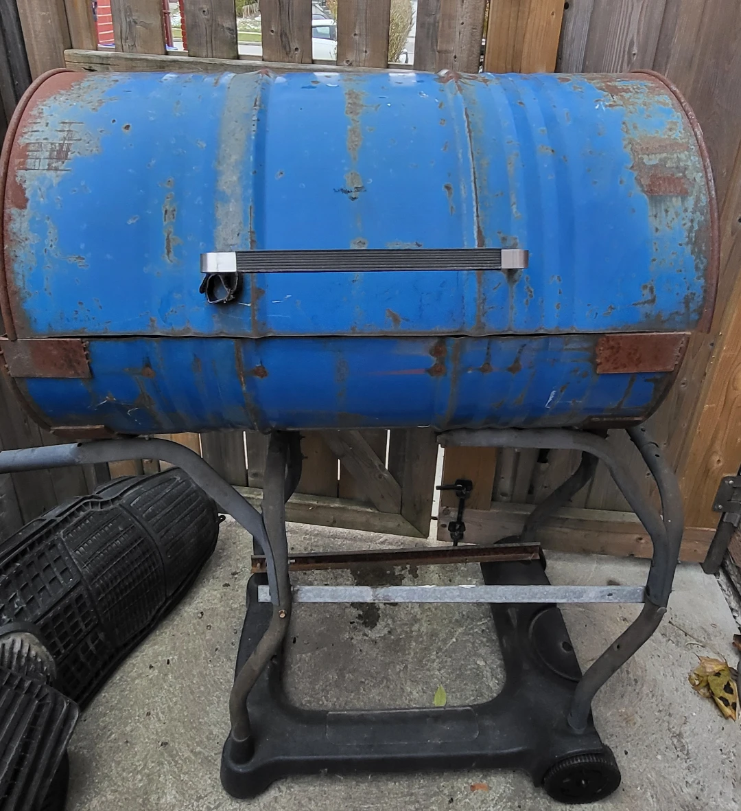 Blue Barrel Smoker BBQ Grill