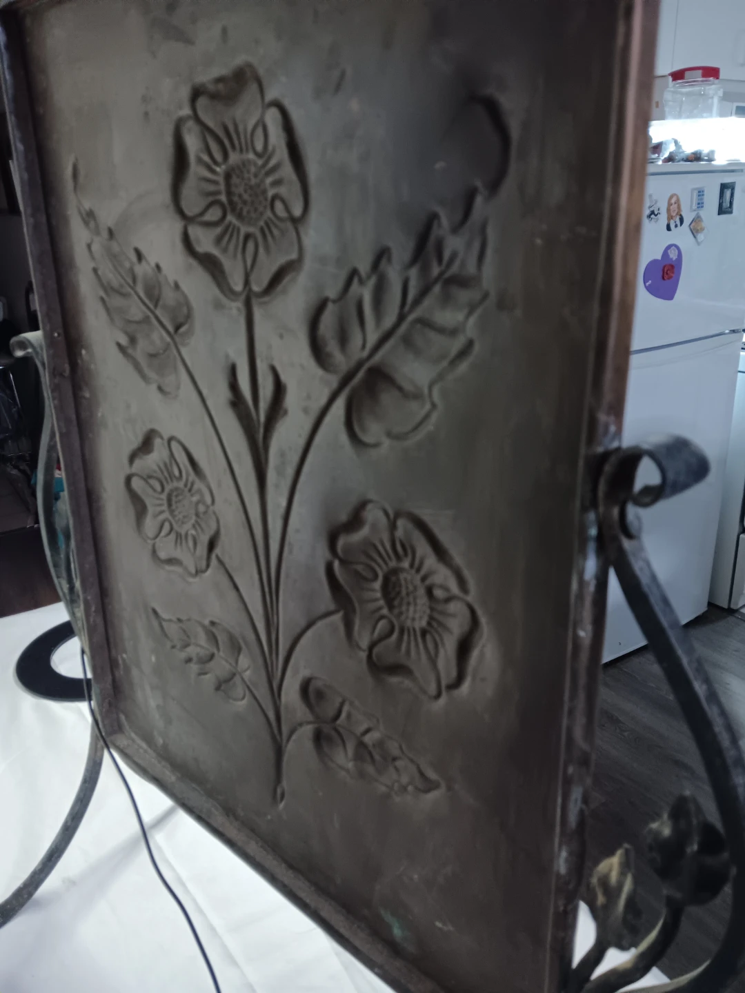 Copper Fireplace Screen with Floral Embossing - photo 3