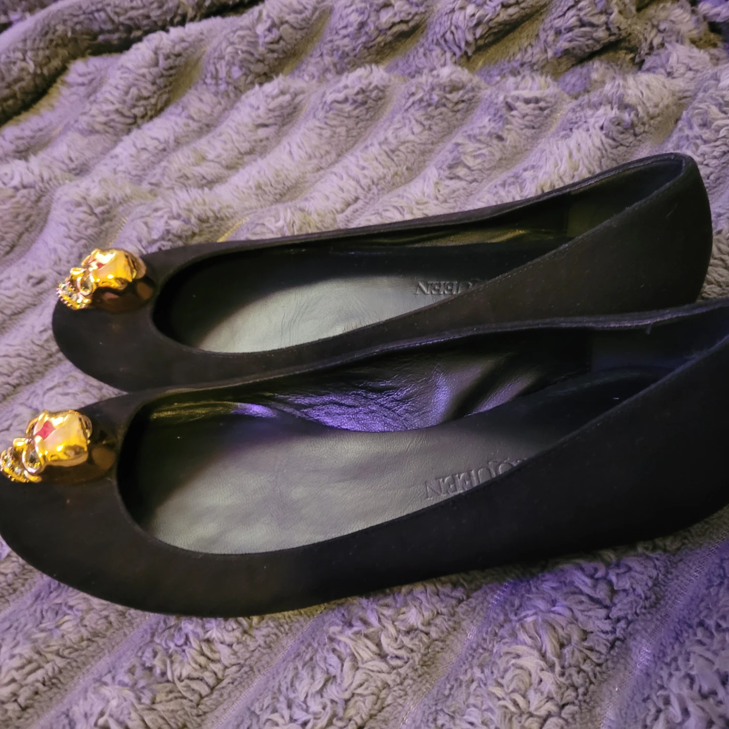 Alexander McQueen Black Suede Skull Ballet Flats 38/7.5us - photo 5