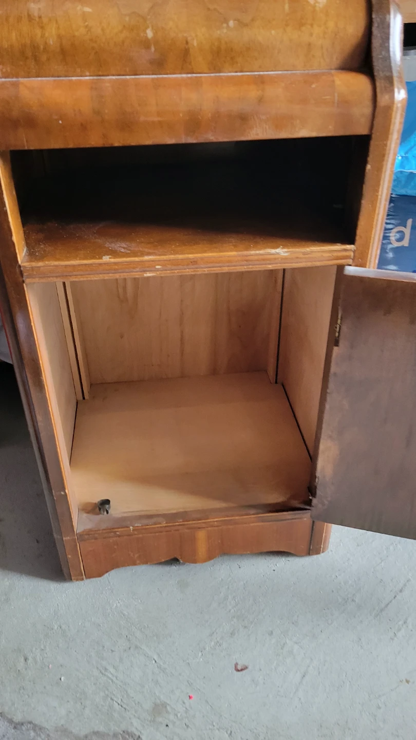 Vintage Wooden Nightstand with Cabinet - photo 2
