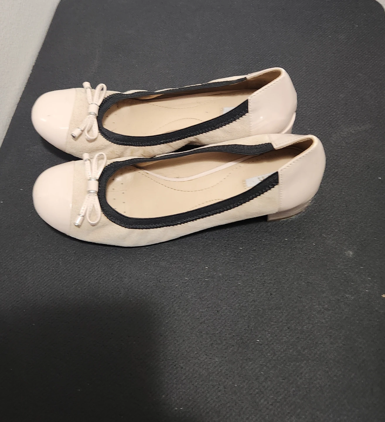 Women's Beige Ballet Flats with Bow Detail