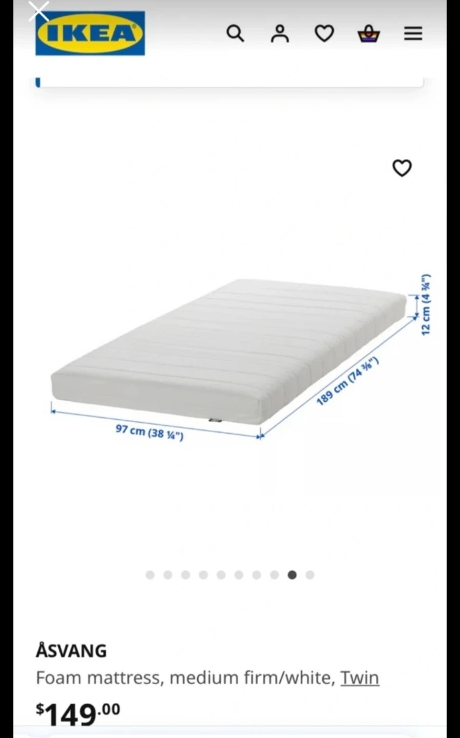 IKEA ÅSVANG Foam Mattress with Mattress Protector - photo 2