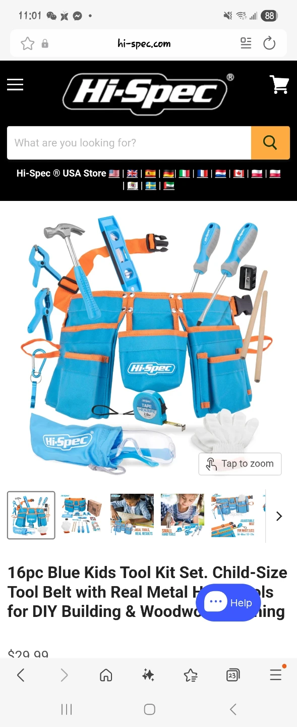 Hi-Spec Kids Tool Kit with Tool Belt