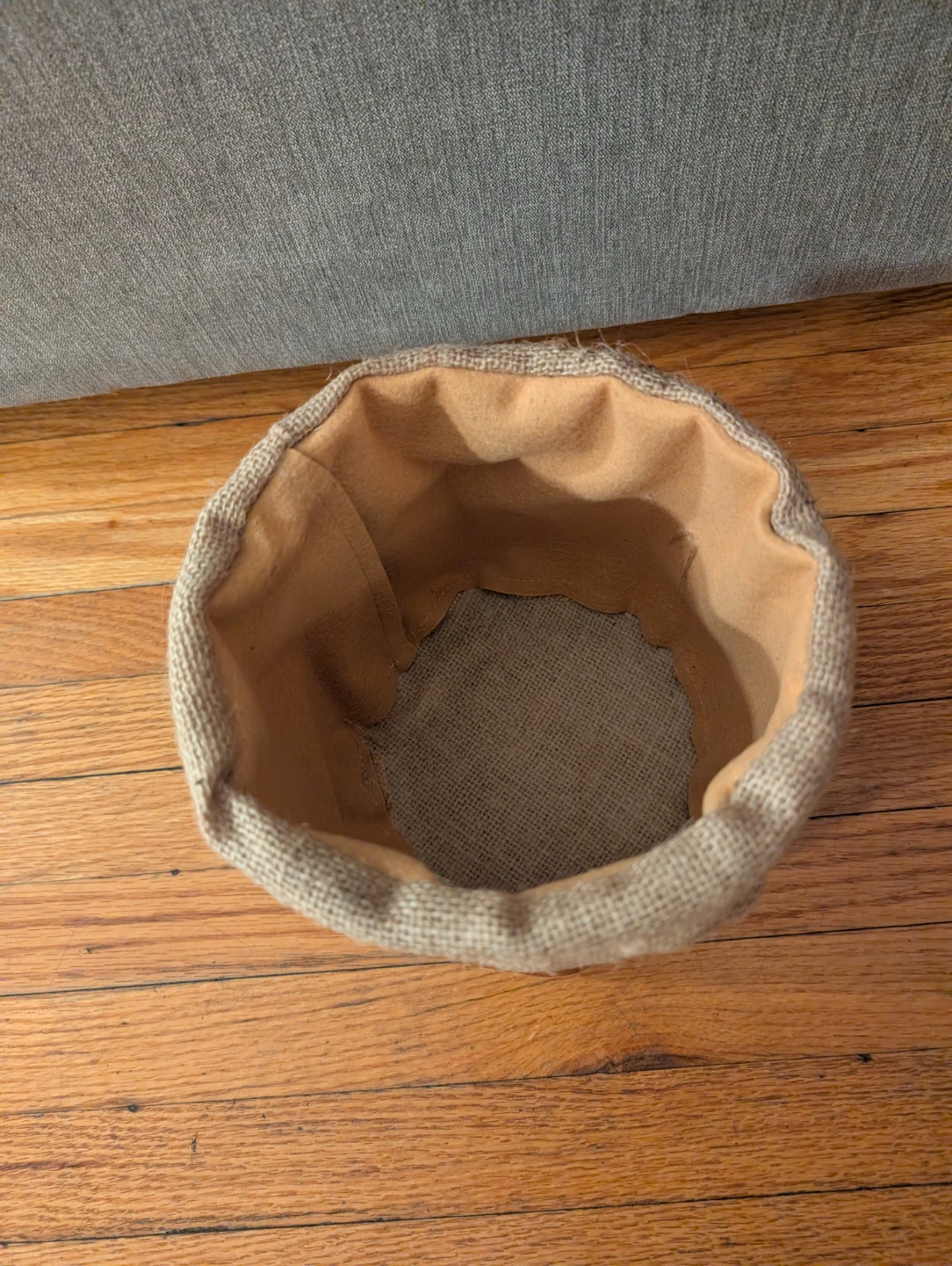 Burlap and Faux Leather Storage Basket - photo 2