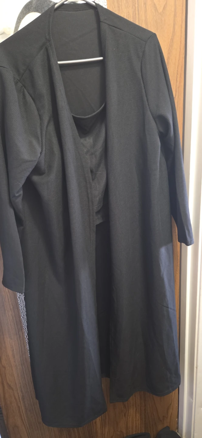 Black 3-Piece Ribbed Lounge Set with Cardigan sz 2XL - photo 5