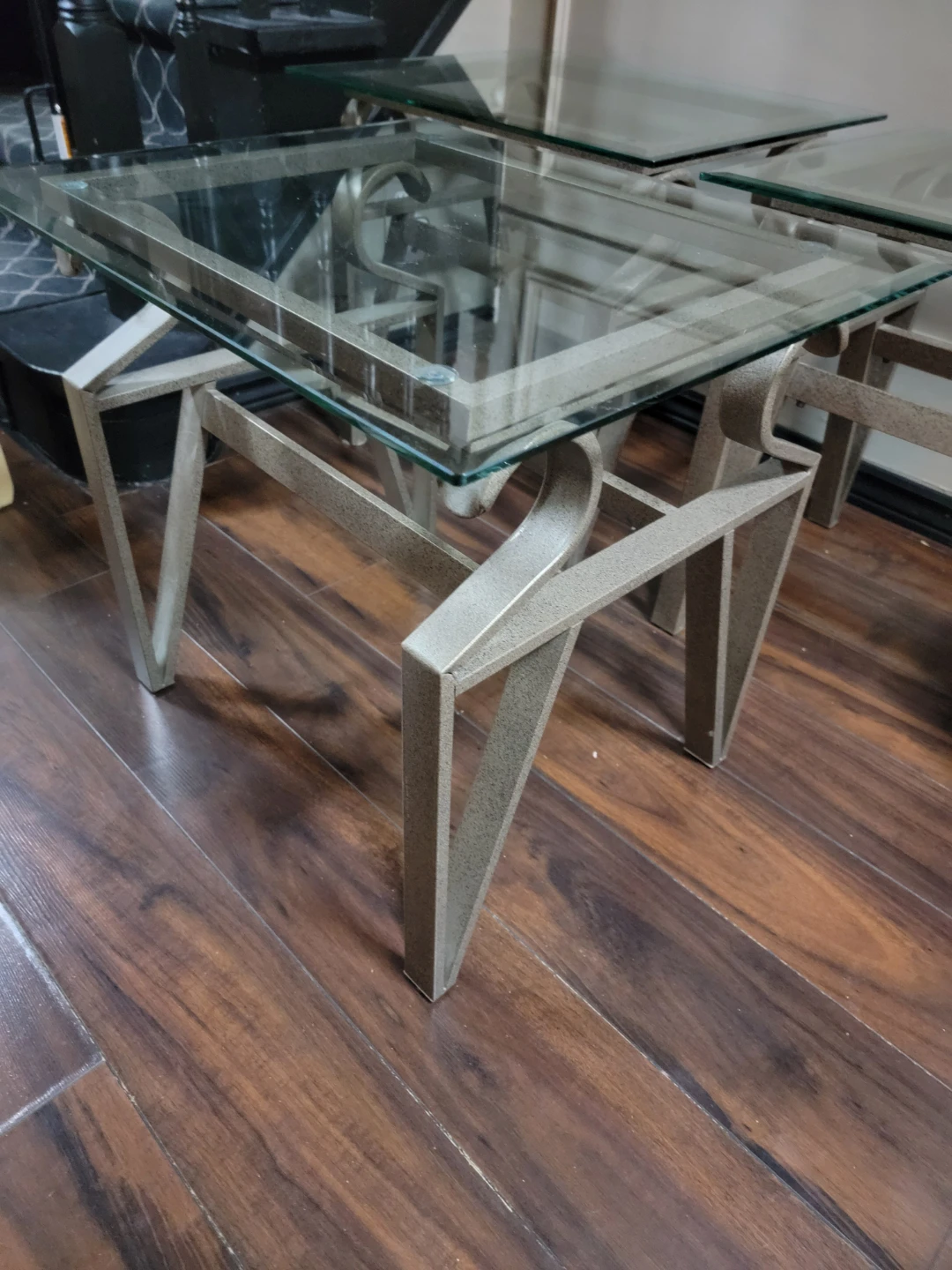 3 Modern Glass Top Side Tables - photo 3