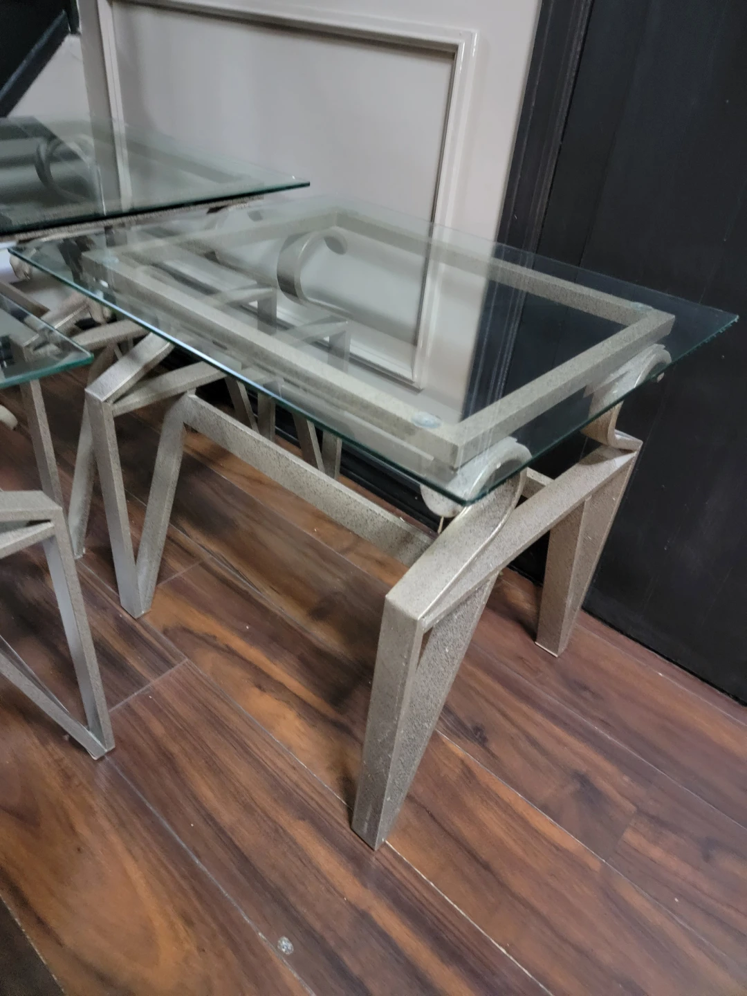 3 Modern Glass Top Side Tables - photo 4
