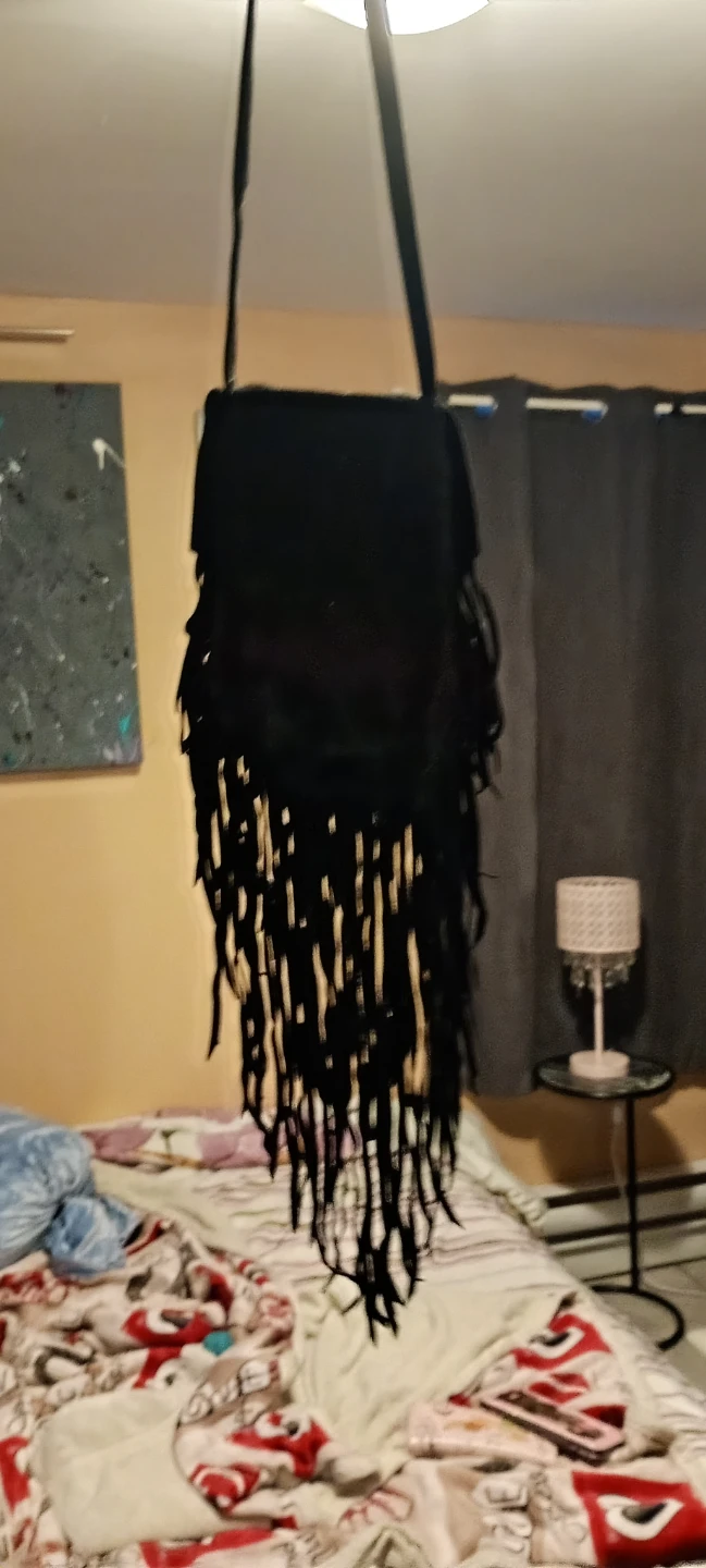 Black Suede Fringe Crossbody Bag - photo 3