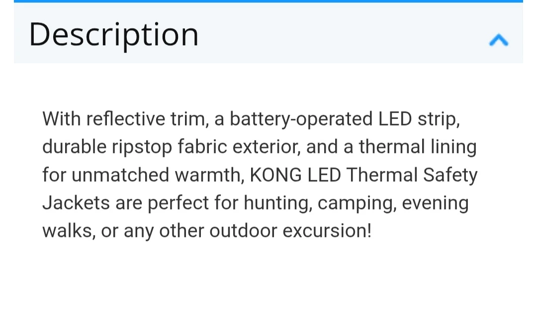 KONG LED Thermal Safety Dog Jacket Hunting Camping Evening Walks - photo 5