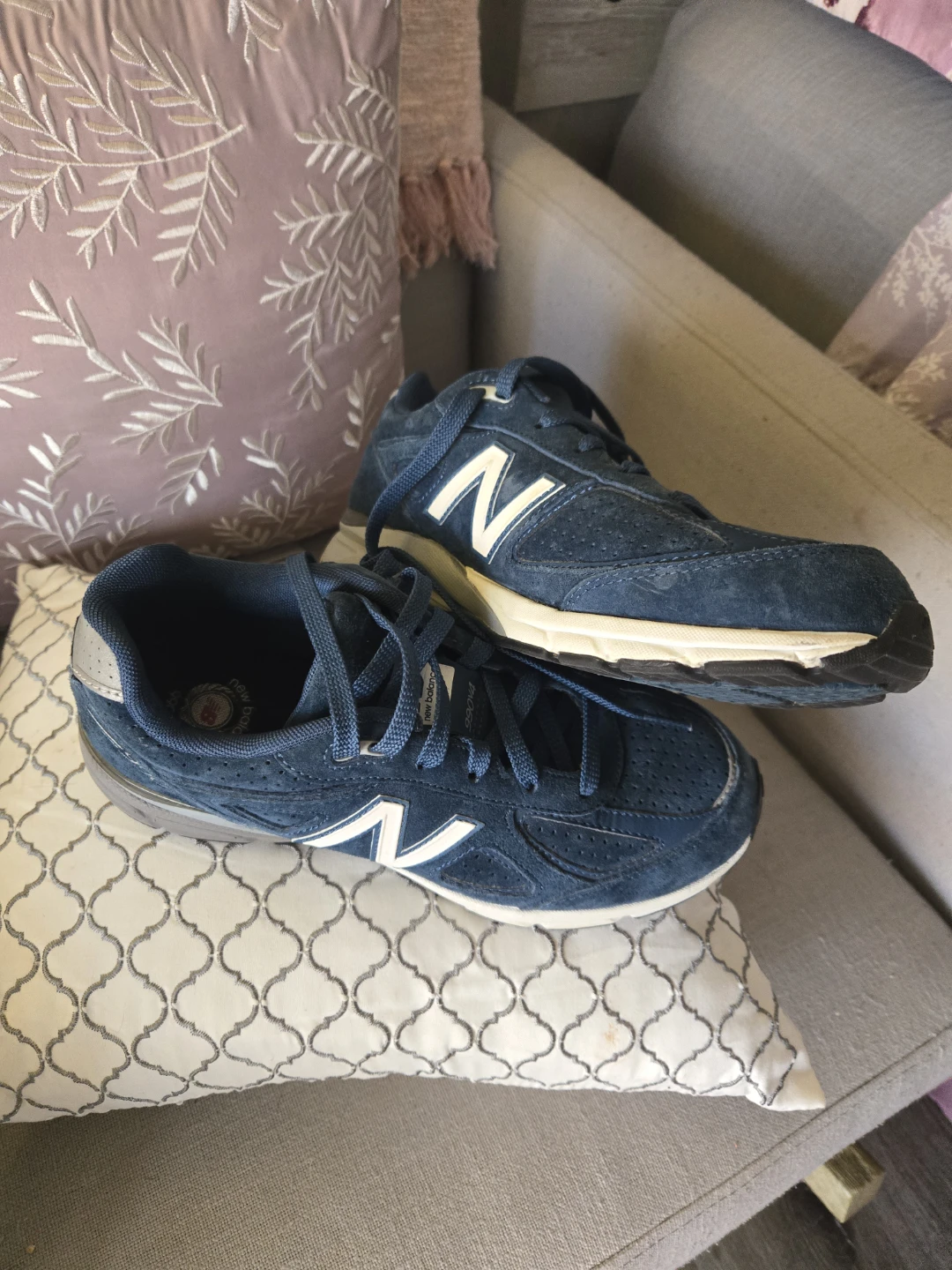 New Balance 990v4 Blue Suede Running Shoes