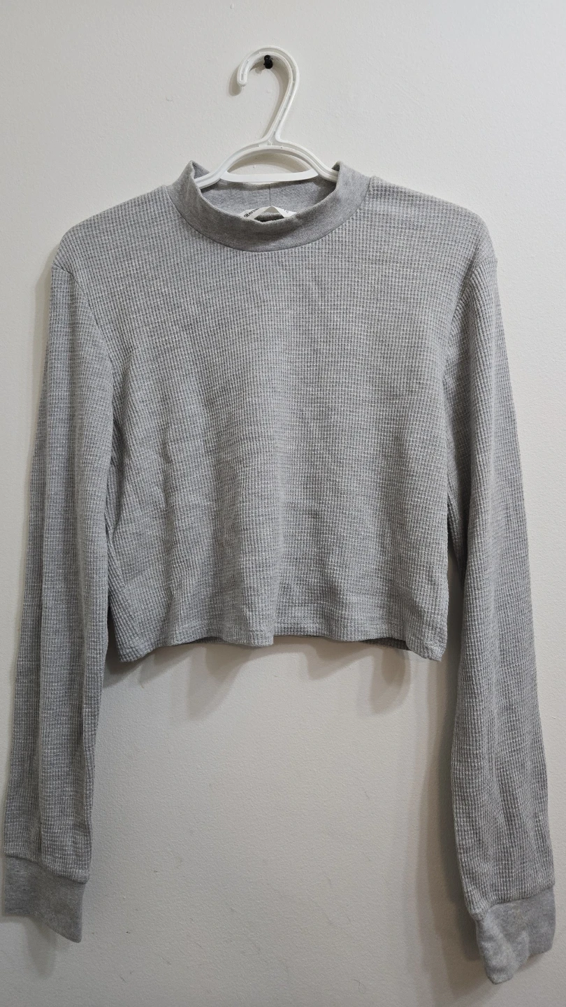 Bluenotes Grey Waffle Knit Cropped