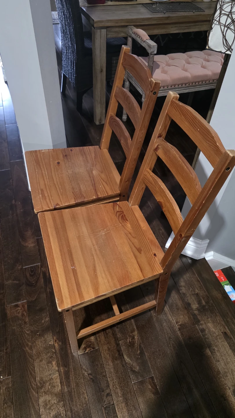 Two Solid Wood Dining Chairs