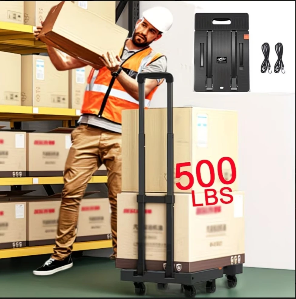 Folding Hand Truck, Foldable Moving Dolly Cart 500lbs  .... - photo 2