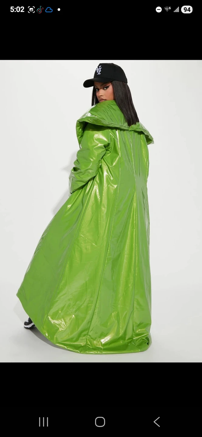 Fashion Nova Green Vinyl Puffer Coat - photo 2
