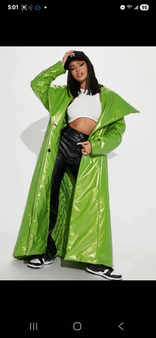 Fashion Nova Green Vinyl Puffer Coat - photo 3