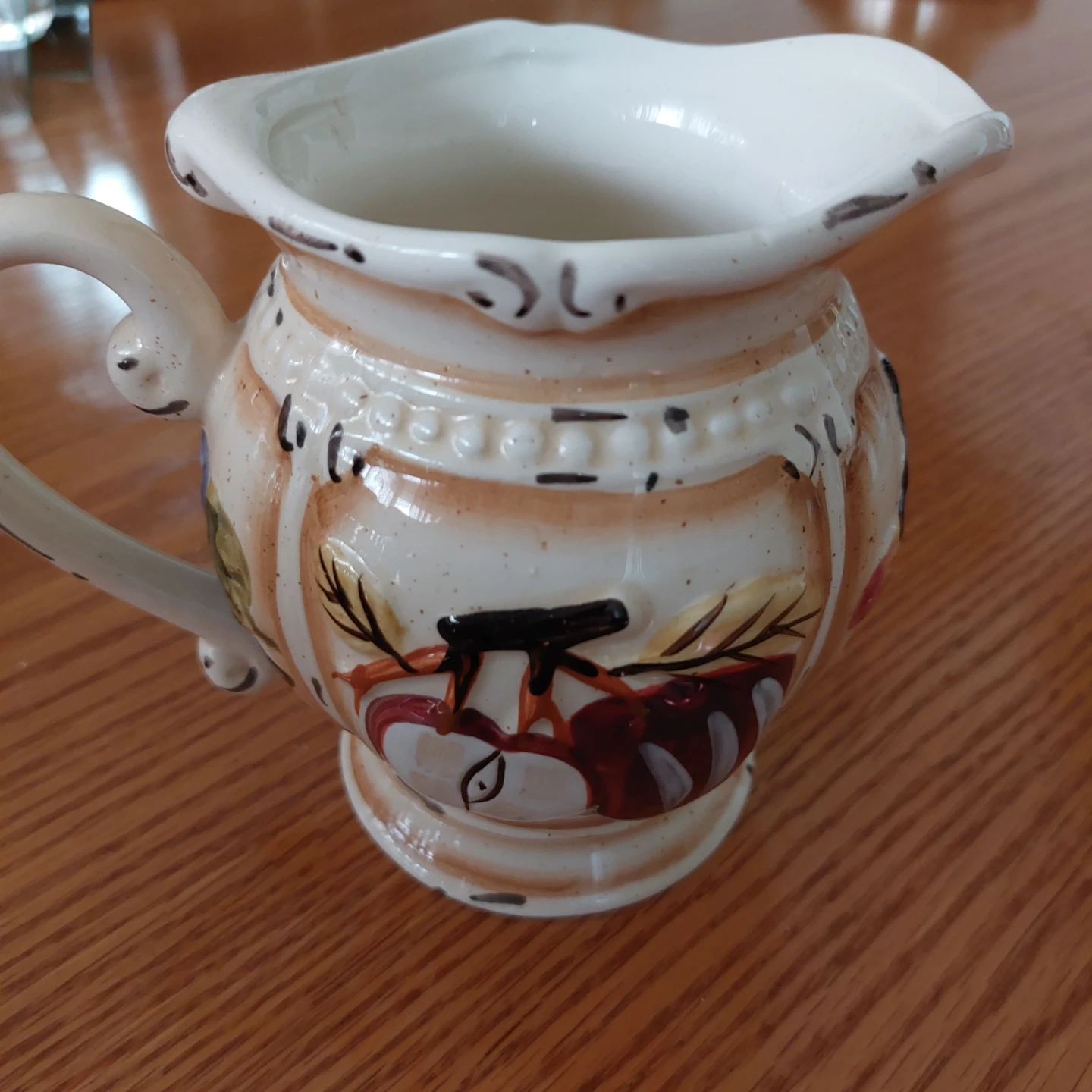Ceramic Pitcher with Cherry and Grape Design