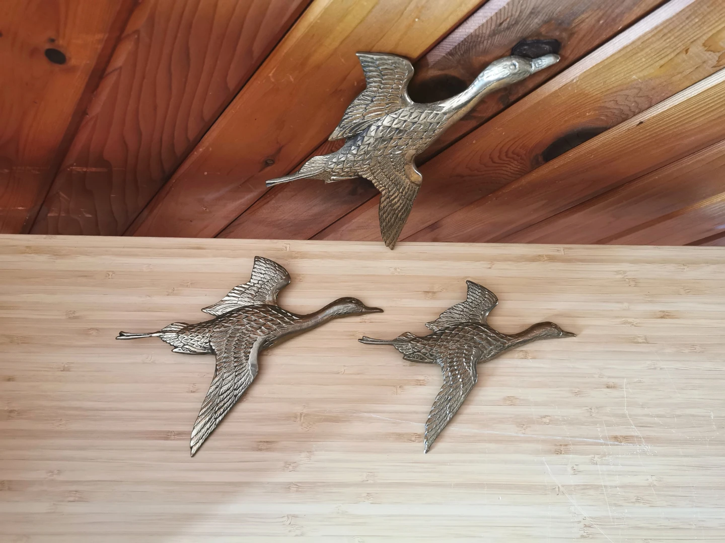 Vintage Brass Flying Geese Wall Decor
