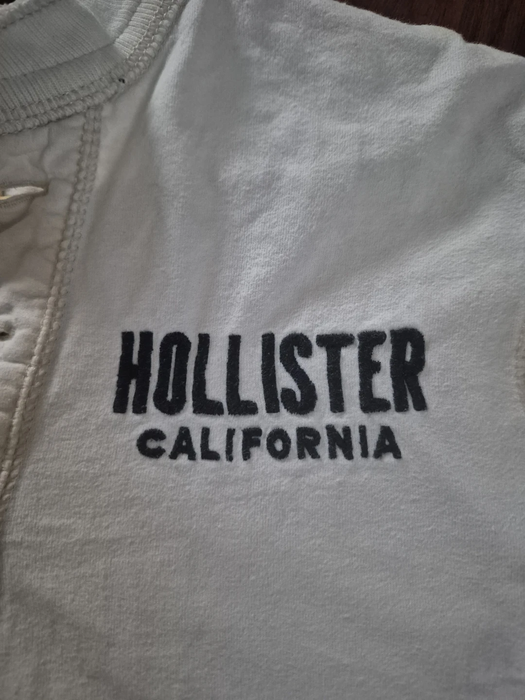 Hollister Long Sleeve Henley Shirt - White - Size L - photo 3