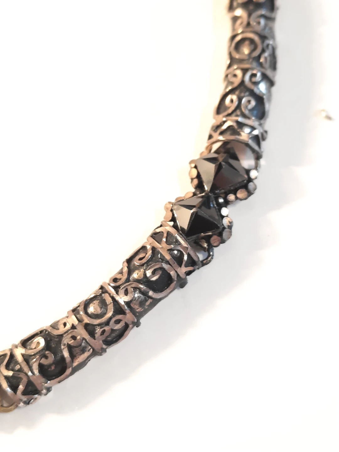 Silver-plate Necklace with Black Pendants - photo 4