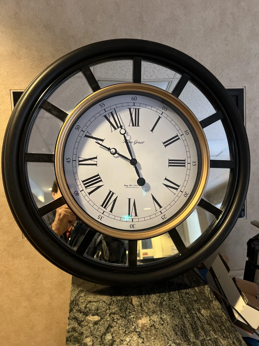 Kera Grace Wall Clock with Mirrored Frame