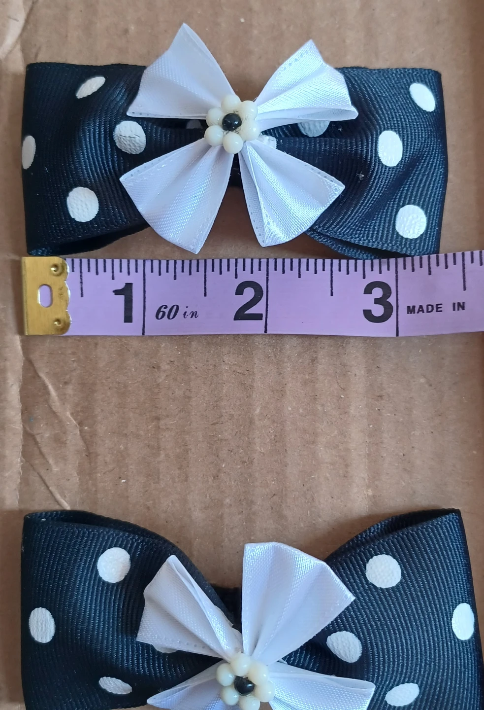 Set of 2 Black and White Polka Dot Hair Bows - photo 4