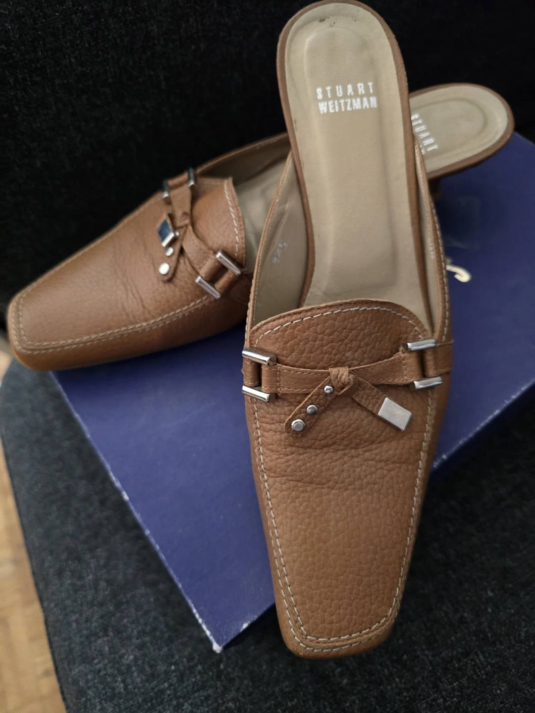 Stuart Weitzman Brown Leather Mule Heels size 8 - photo 2