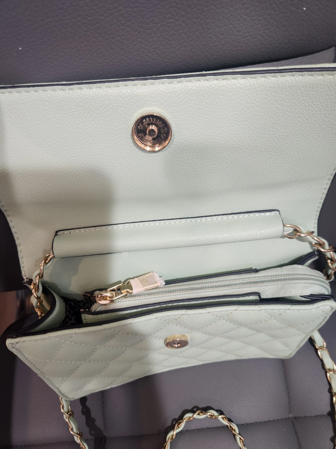 Light Green Quilted Crossbody Handbag - photo 3
