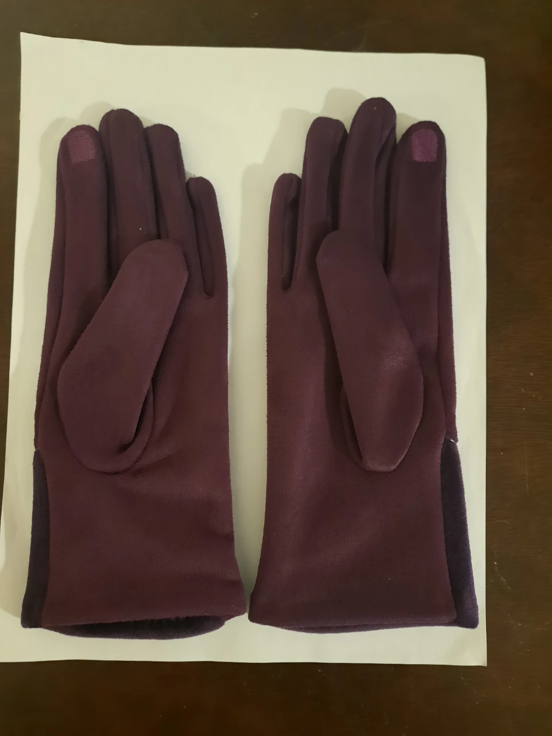 Plum Faux Suede Gloves with Buttons - photo 2