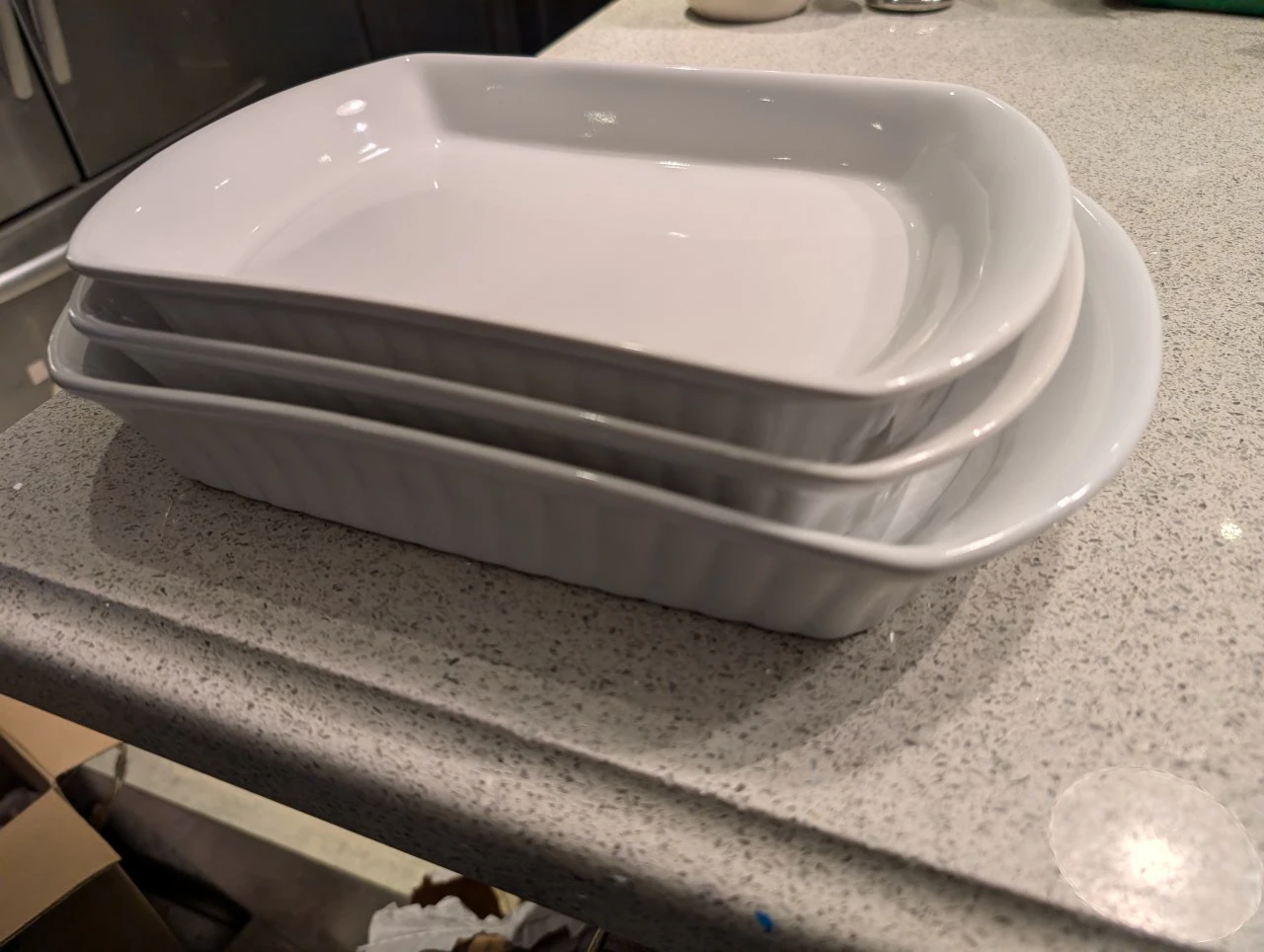 Set of 3 White Ceramic Baking Dishes