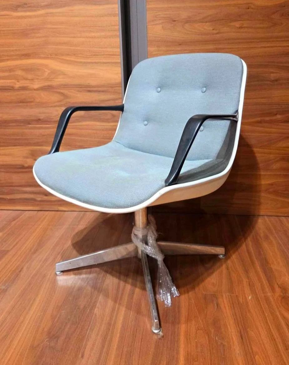 Pair Of Steelcase Tufted Accent Chairs With Fiberglass Shell - photo 2