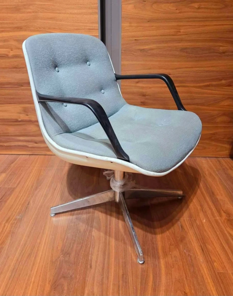 Pair Of Steelcase Tufted Accent Chairs With Fiberglass Shell - photo 3
