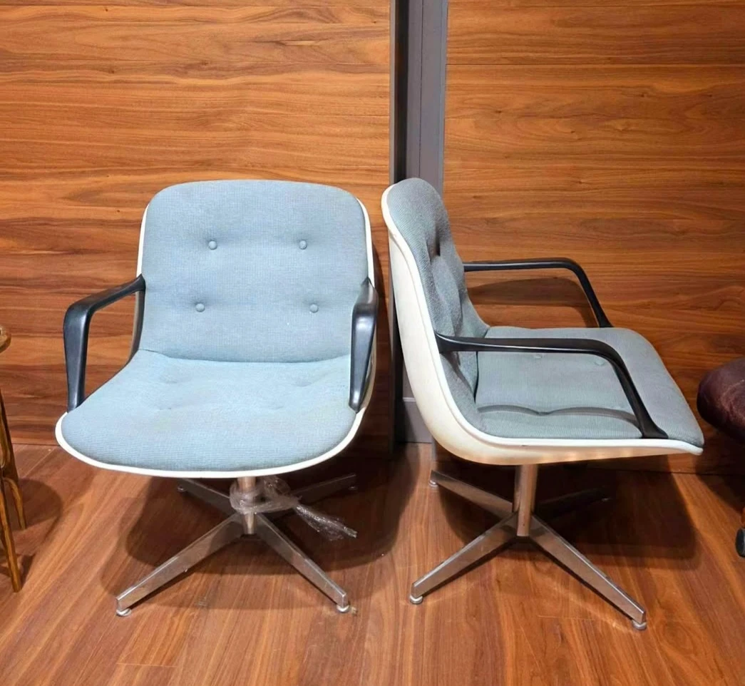 Pair Of Steelcase Tufted Accent Chairs With Fiberglass Shell - photo 5