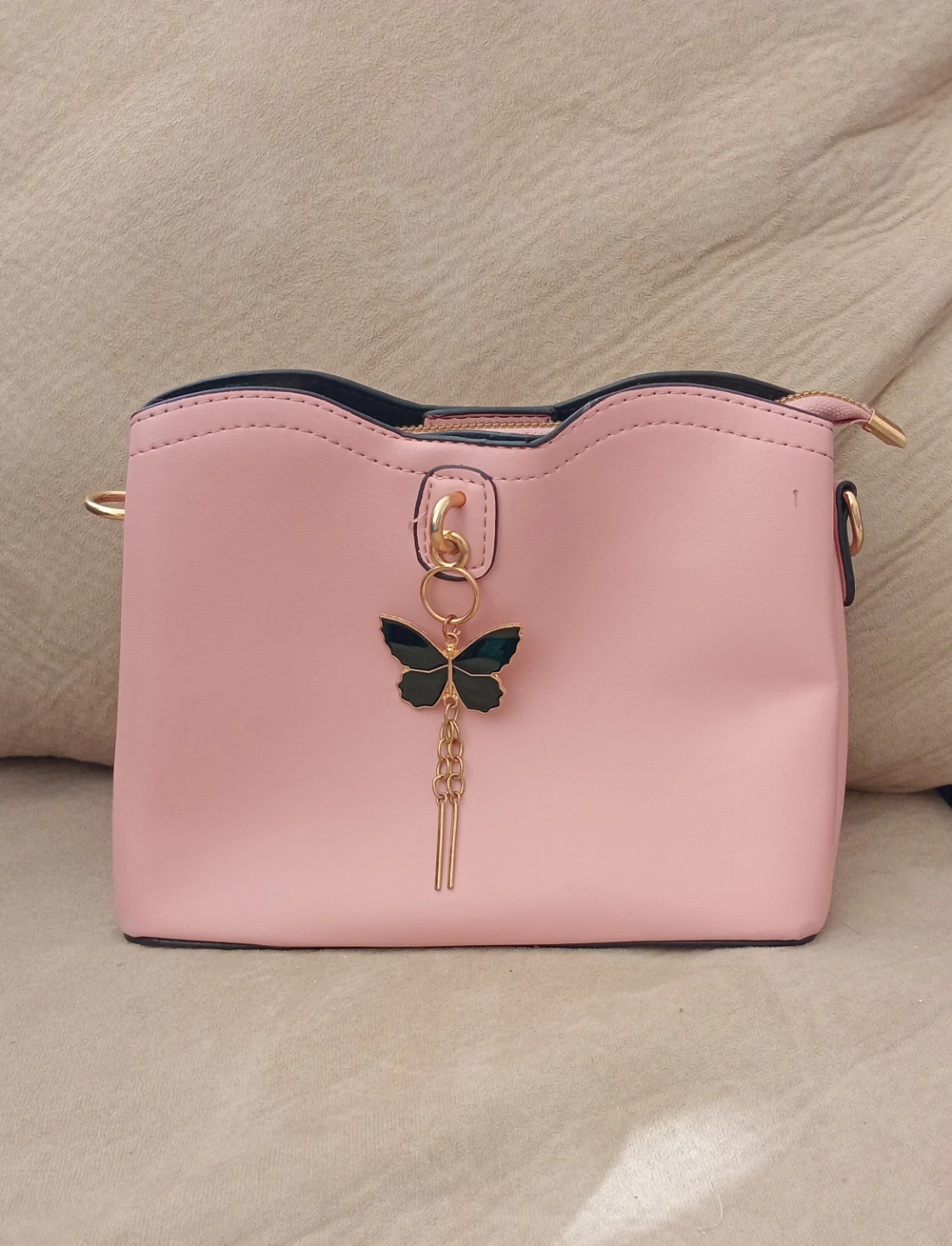 Pink Bucket Bag with Butterfly Charm