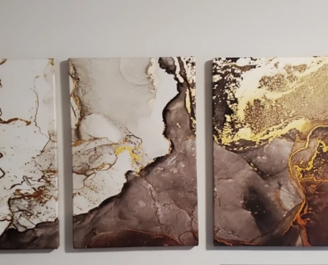 Set of 3 Beautiful FRAMED Marble Canvas Wall Art - photo 2