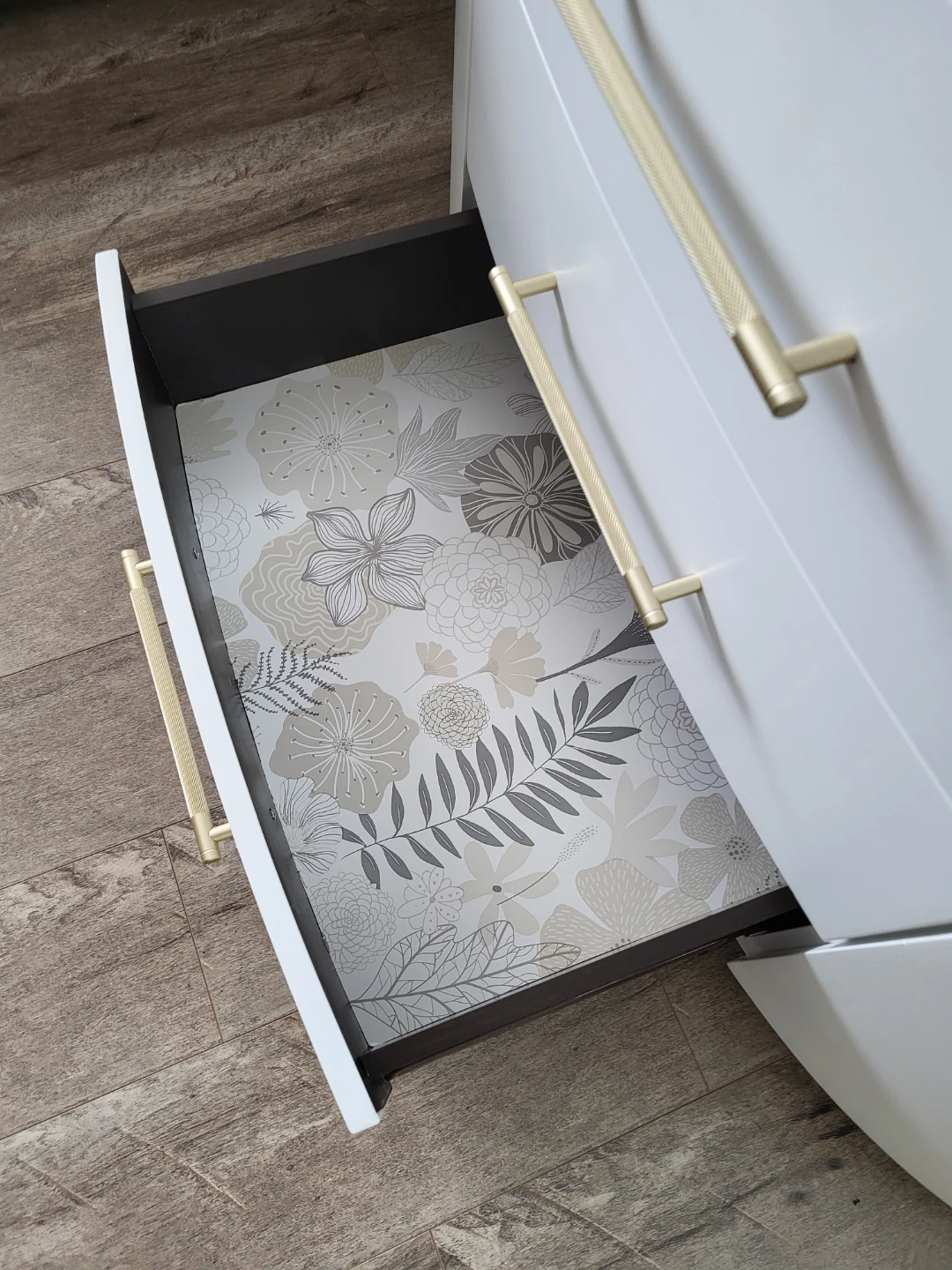 White Curved Dresser with Gold Hardware - photo 2