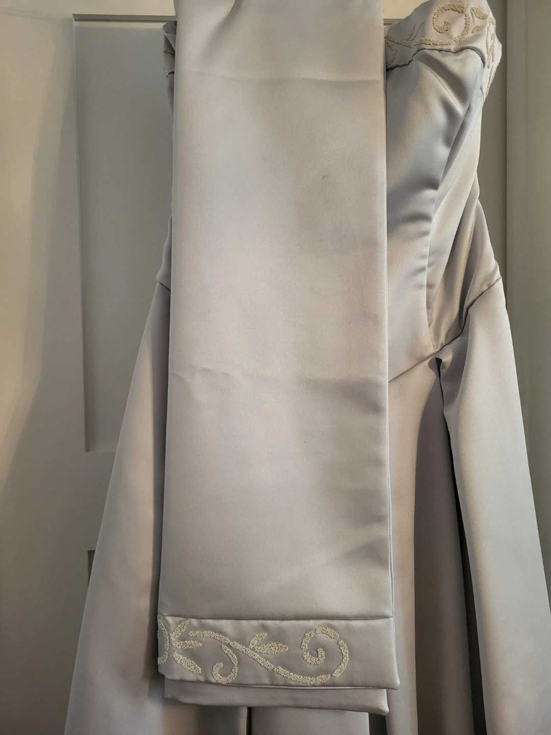 Dove Grey Strapless Embellished Formal Gown - photo 3