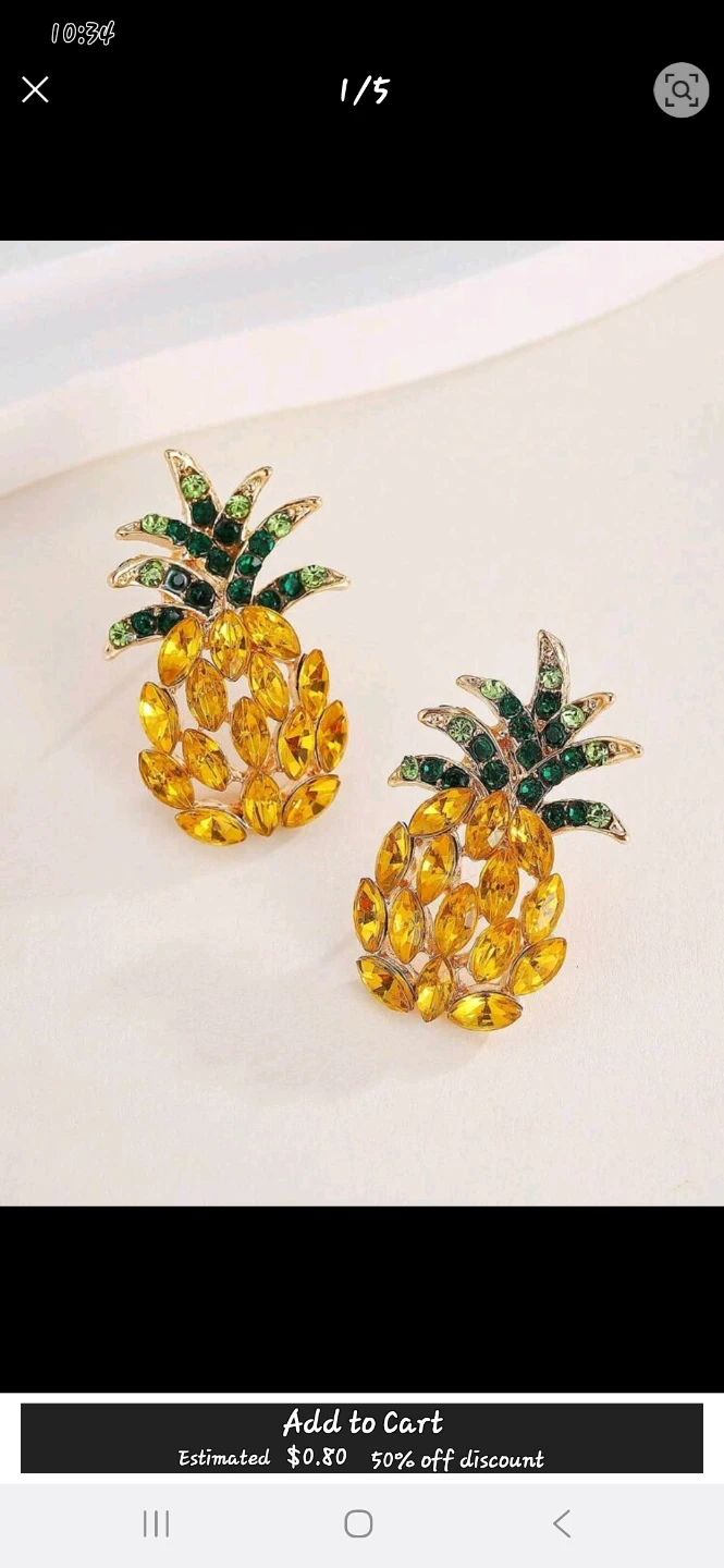 Pineapple Rhinestone Earrings - photo 2