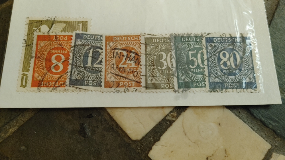 German Postage Stamps - 1, 8, 12, 24, 30, 50, 80 Pfennig
