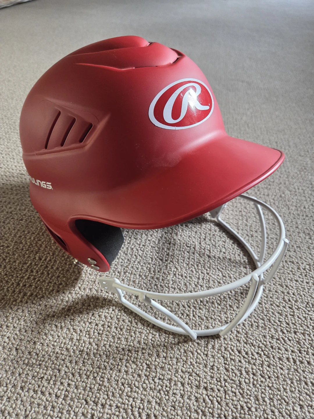 Rawlings Youth Red Baseball Batting Helmet with Facemask