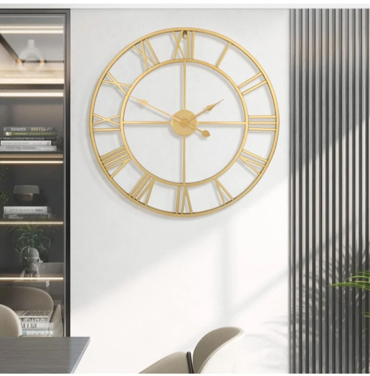 Gold Roman Numeral Decorative Wall Clock - 47cm