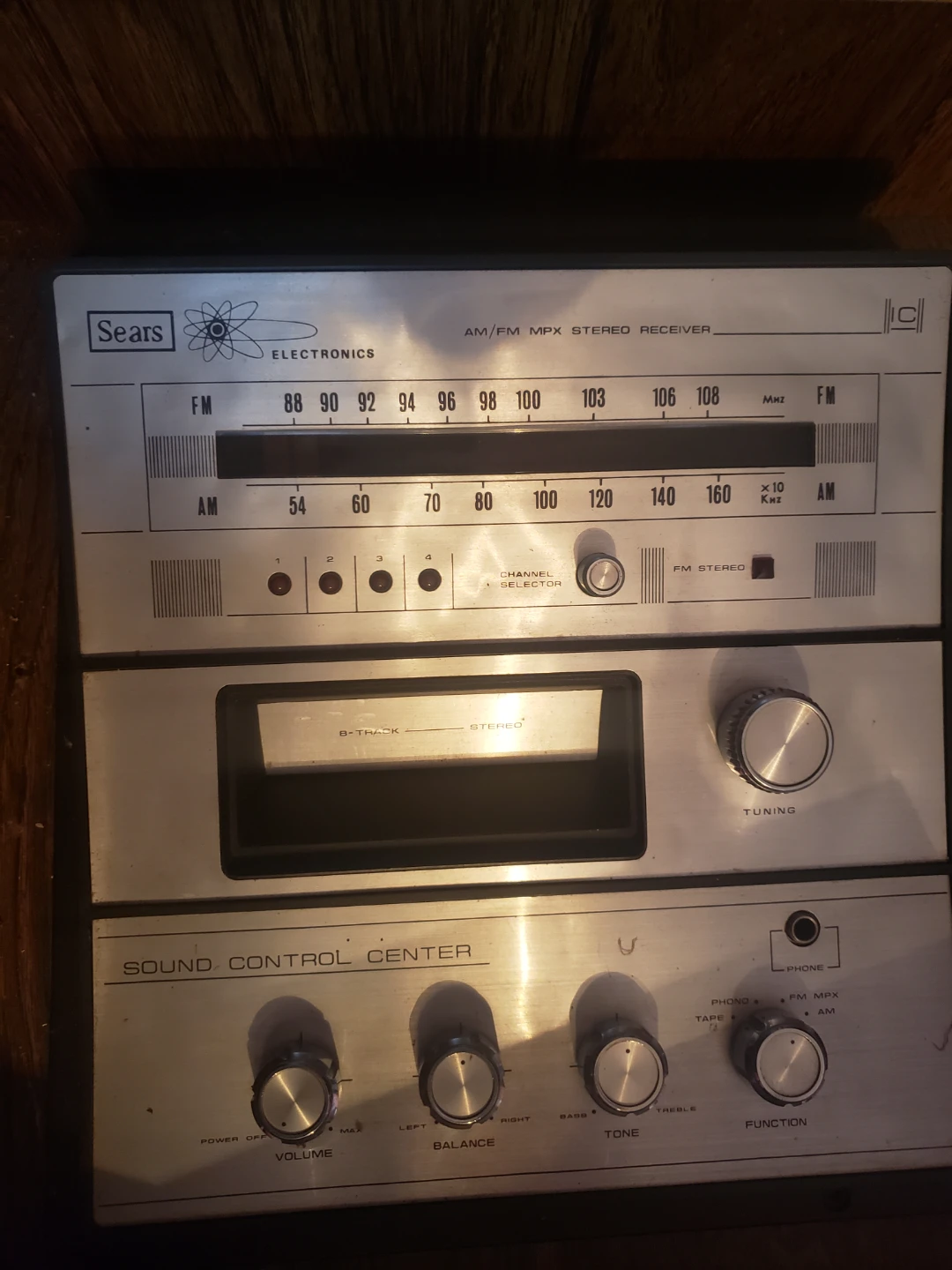 Sears AM/FM Stereo Receiver with 8-Track Player and Turntable