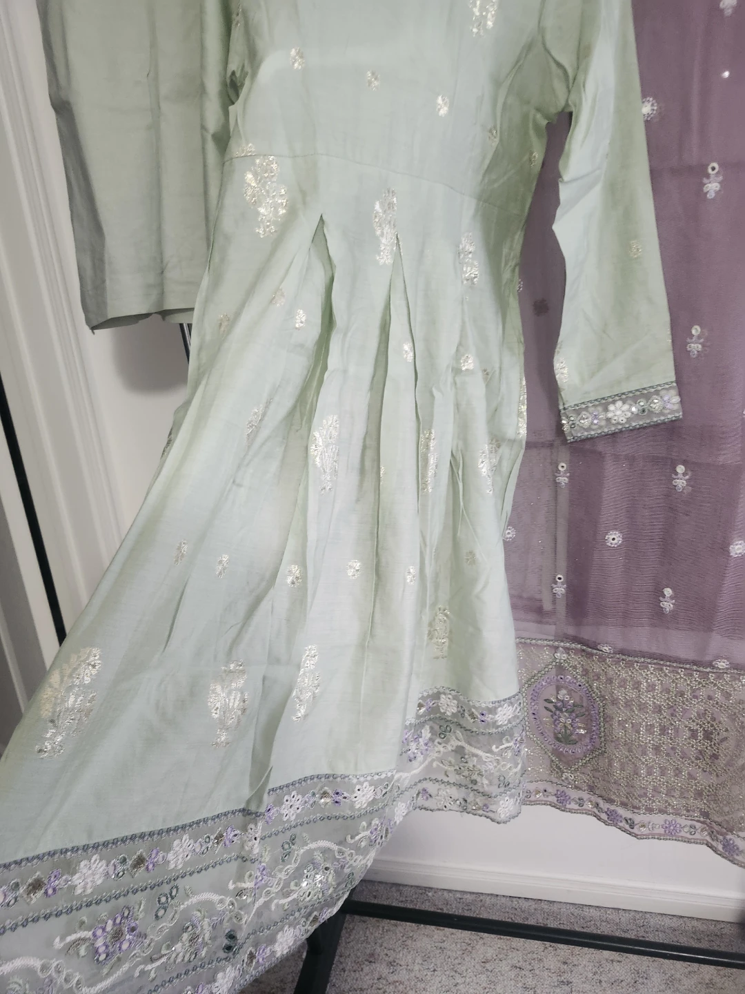Light Green short Frock with Dupatta and Plazu - photo 3