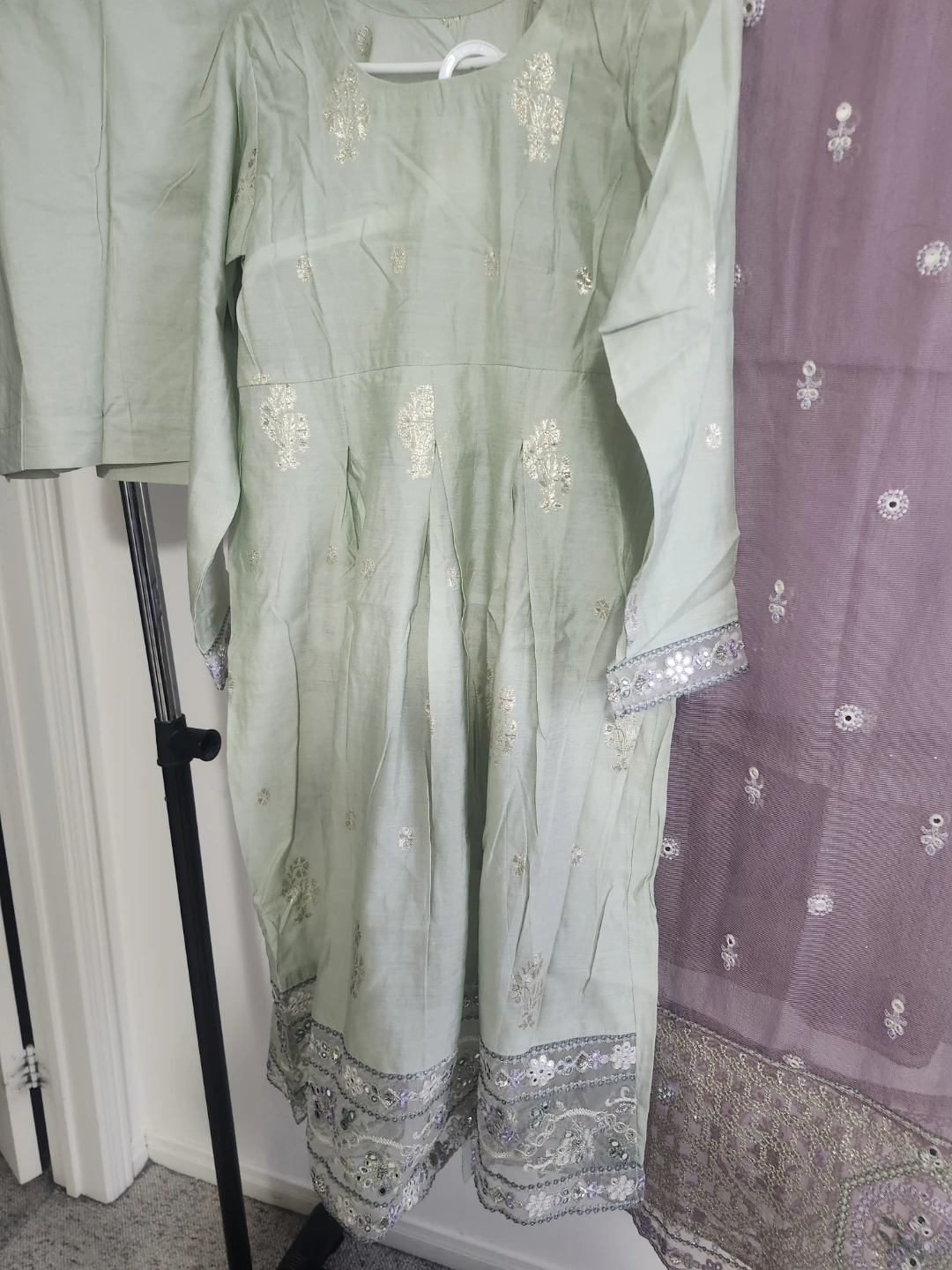 Light Green short Frock with Dupatta and Plazu - photo 4